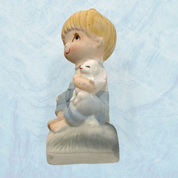 Vintage Darling Little Boy Figurine Holding Puppy - Picture 2 of 8